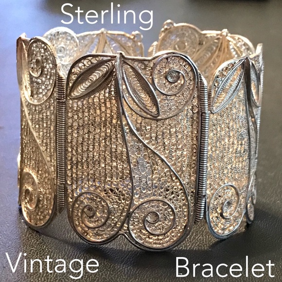 SOLD🔥 VTG Sterling Filigree Cherry Bracelet🍒 - Picture 2 of 8